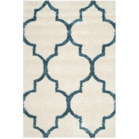 Safavieh Kids Shag Power Loomed Rectangle Rug- Ivory - Blue- 5 ft. 3 in. x 7 ft. 6 in. SGK566C-5